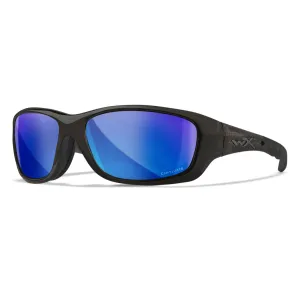 WILEY X EYEWEAR Gravity Sunglasses with Black Crystal Frame and Captivate Polarized Blue Mirror Lens (CCGRA19)