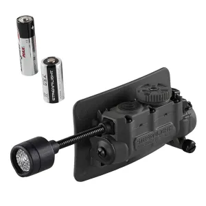 STREAMLIGHT Sidewinder Stalk Mailer Pack Black Helmet Light with Helmet Clip, ARC Rail Mount and Assembly, CR123A, AA Alkaline Battery (14311)