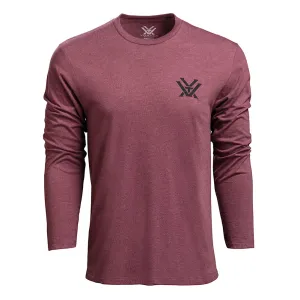 VORTEX Mens Diamond Crest Burgundy Heather LS T-Shirt (222-10-BHE)