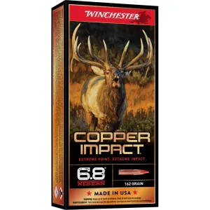 WINCHESTER AMMO Copper Impact 6.8 Western 162gr Copper Extreme Point 20rd/Box Rifle Ammo (X68WLF)