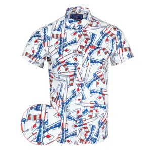 RETRO RIFLE The 4th White/Red Button Down Shirt, XX-Large (THE4THWHITERED-XXL)
