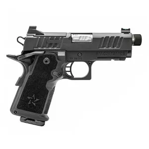 STACCATO 2011 CS Optic Ready 9mm 4in Stainless Threaded Barrel 2x 15rds Mags Curved Trigger DLC Black Pistol (14-1501-000202)