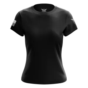 WE THE PEOPLE HOLSTERS Women's Basic Black/White Short Sleeve Shirt (CREWF-K_0000-W-FL)