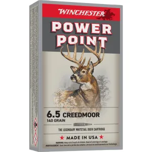 WINCHESTER AMMO Power-Point SX 6.5 Creedmoor 140 20rd/Box Rifle Ammo (X652)