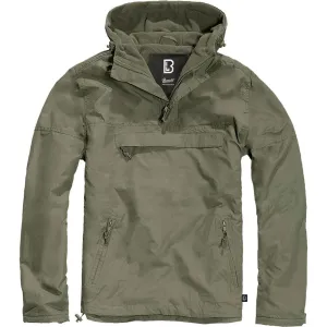 BRANDIT INDIVIDUAL WEAR Men's Windbreaker Olive Fleece-Lined Quarter Zip Pullover (3001-15001)
