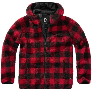 BRANDIT INDIVIDUAL WEAR Men's Hooded Fleece Full Zip Red Black Check Jacket (5024-13041)