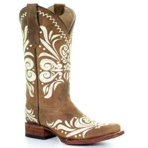 CIRCLE G by CORRAL Women's Circle G Tan Embroidery Square Toe Boots (L5409-LD)