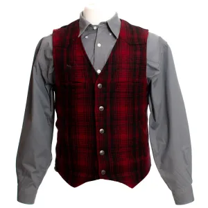 WYOMING TRADERS Mens Regular Red Plaid Wyoming Wool Vest (VPR)