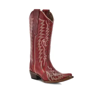 CIRCLE G by CORRAL Women's Embroidery and Studs Red Snip Toe Cowboy Boots (L6117)