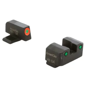 AMERIGLO Trooper Series Green Tritium Orange/Green Tritium Black Night Sight Set For Springfield Hellcat OSP/Pro/XD OSP (SA-816)