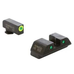 AMERIGLO Trooper Series Green Tritium LumiGreen/Green Tritium Black Night Sight Set For Walther PDP (WA-819)