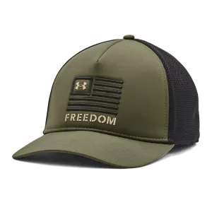 UNDER ARMOUR Men's Freedom Marine OD Green/Black/Desert Sand Trucker Cap (1351640-391-OSFA)