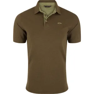 DRAKE Men's Pique Logo Kalamata Olive Heather Polo (DS4090-KMO)