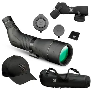VORTEX Crossfire HD 20-60x80 Angled Spotting Scope w/ Spotting Scope Case & Men's Flexfit Cap (CF-80A+C77-82+Hat)