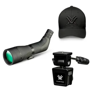 VORTEX Crossfire HD 20-60x80 Angled Spotting Scope w/ Car Window Mount & Men's Flexfit Cap (80A+CWM+Hat)