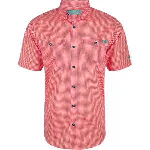 DRAKE Mens Frat Gingham Check Button-Down Chili Pepper Red SS Shirt (DS2265-CPR)