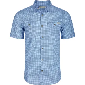 DRAKE Mens Frat Gingham Check Button-Down Marina Blue SS Shirt (DS2265-MBU)