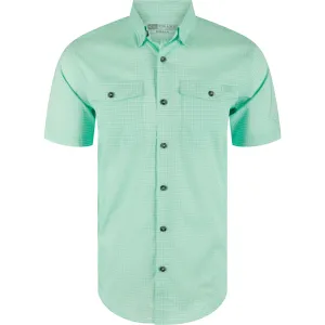 DRAKE Mens Frat Gingham Check Button-Down Beach Glass Tonal SS Shirt (DS2265-BGT)