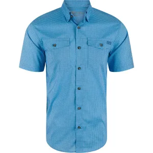 DRAKE Mens Frat Gingham Check Button-Down Marina Blue Tonal SS Shirt (DS2265-MBT)
