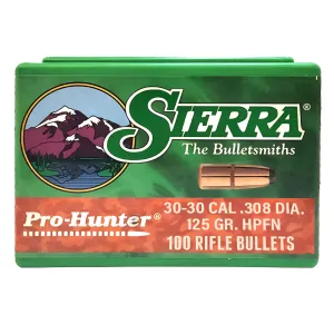 SIERRA Pro-Hunter 30 Caliber 125Gr Hollow Point Flat Nose 100/Box Rifle Bullets (2020)