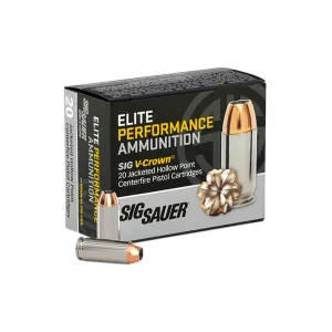 SIG SAUER 10mm 200Gr ELITE V-Crown JHP 20rd Box Pistol Ammo (E10MM200-20)