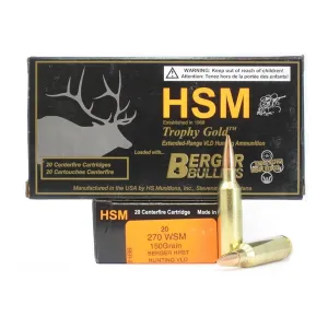 HSM Trophy Gold .270 WSM 150Gr BTHP 20rd Box Rifle Ammo (BER270WSM150)
