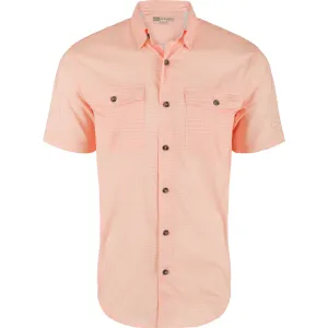DRAKE Mens Frat Gingham Check Button-Down Peach Pearl Tonal SS Shirt (DS2265-PPT)
