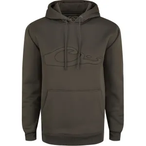 DRAKE Men's Back Eddy Embossed Mud Brown Hoodie (DW2298-MDB)