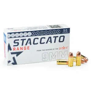 STACCATO Range 9mm 124 Grain Full Metal Jacket 50rd/Box Handgun Ammo (1-919-LHA124FMJ-STAC-R-ECOM)