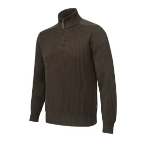 BERETTA Men's Dover Tech Brown Bark Half Zip Sweater (PU691T234608C1)