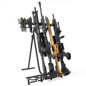 SAVIOR EQUIPMENT Mobile Rifle Shotgun Steel Rack Free-Standing Gun Display Black Storage (RK-RIF6-ST-BK)