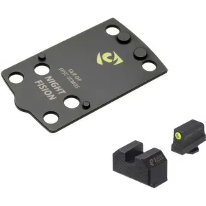 NIGHT FISION EPS Carry to Glock 43x MOS Optic Plate with Tritium Yellow Front Sight Combo (GLK-OPBS-EPSC-43X-YGZX)