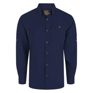 DRAKE Men's 8-Shot Flyweight Navy Long Sleeve Shirt (AD9501-NVY)