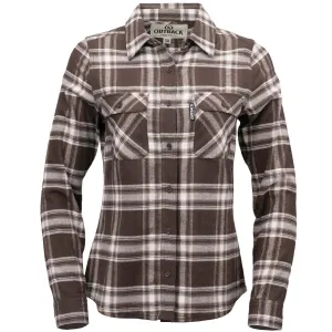 OUTBACK TRADING Women's Cotton Plaid Chocolate LS Shirt (40312-CHO)
