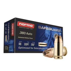 NORMA USA Norma Safeguard 380ACP 88Gr 50rd JHP Handgun Ammo (803807680)