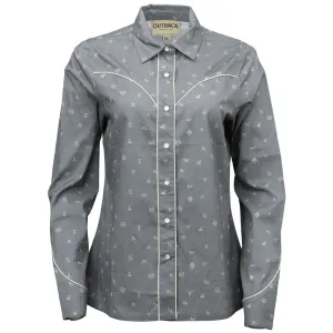 OUTBACK TRADING Womens Cattle Brand Sage Shirt (40308-SAG)