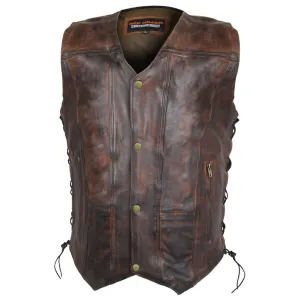 VANCE LEATHERS USA Men's High Mileage Vintage 10 Pocket Vest