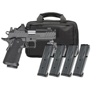 SPRINGFIELD ARMORY 1911 DS Prodigy Comp AOS 9mm 4.5in Black Pistol Gear Pac w/ Viridian RFX11, 3x 17rd/ 1x 20rd Mags, Range Bag (PH9117AOS-COMP-PAC)