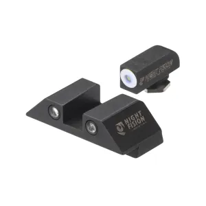 NIGHT FISION White Front Ring/Black Rear Rings Night Sight Set For Glock 42/43/43X (GLK-003-003-WGZG)