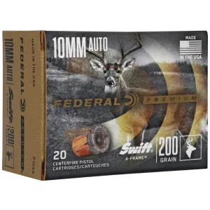 FEDERAL Swift A-Frame Centerfire Pistol & Revolver 10mm Auto 200gr Ammunition (P10SA)