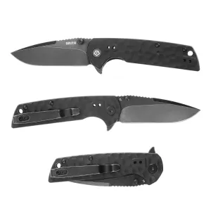 GRITR Mini Folding Knife w/ 2.75" D2 Steel Blade, G10 Scales, Pocket Clip, Black