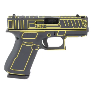 GLOCK 43X 9mm Luger 3.41in Barrel 2x 10rd Mags Custom Black w/ Yellow Outline Cerakote Pistol (UX4350204FRNOUTYSCT)