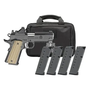 SPRINGFIELD ARMORY 1911 Operator AOS Gear Pac 9mm 4.25in 4x9rd Black Single-Action Pistol (PO9227AOS-PAC)