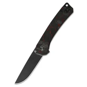 QSP 3.25in Osprey Linerlock G10/CF Red Shredded Handle Folding Pocket Knife (QS139-F2-Osprey)
