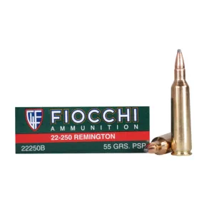 FIOCCHI 222-50 Rem. 55 Grain PSP Ammo, 20 Round Box (22250B)