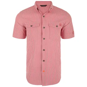 DRAKE WATERFOWL Men's Frat Seersucker Baked Apple Striped Button-Down Short Sleeve Shirt (DS2255-BKA)