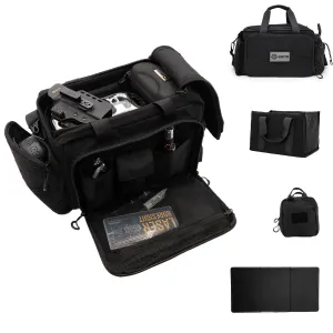 GRITR 4-in-1 Gun Range Bag w/ Tote Bag, Cleaning Mat & Admin Pouch, Black