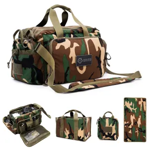 GRITR 4-in-1 Gun Range Bag w/ Tote Bag, Cleaning Mat & Admin Pouch, M81 Camo