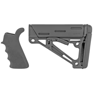 Hogue OverMolded Kit, Pistol Grip with Beavertail and Finger Grooves, Mil-spec Collapsible Stock, Fits AR-15, Black 15056