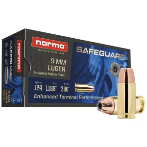 NORMA USA 9mm Luger Safeguard JHP 124gr 50rd/Box Ammo (801907288)